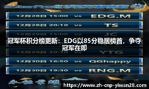 冠军杯积分榜更新：EDG以85分稳居榜首，争夺冠军在即